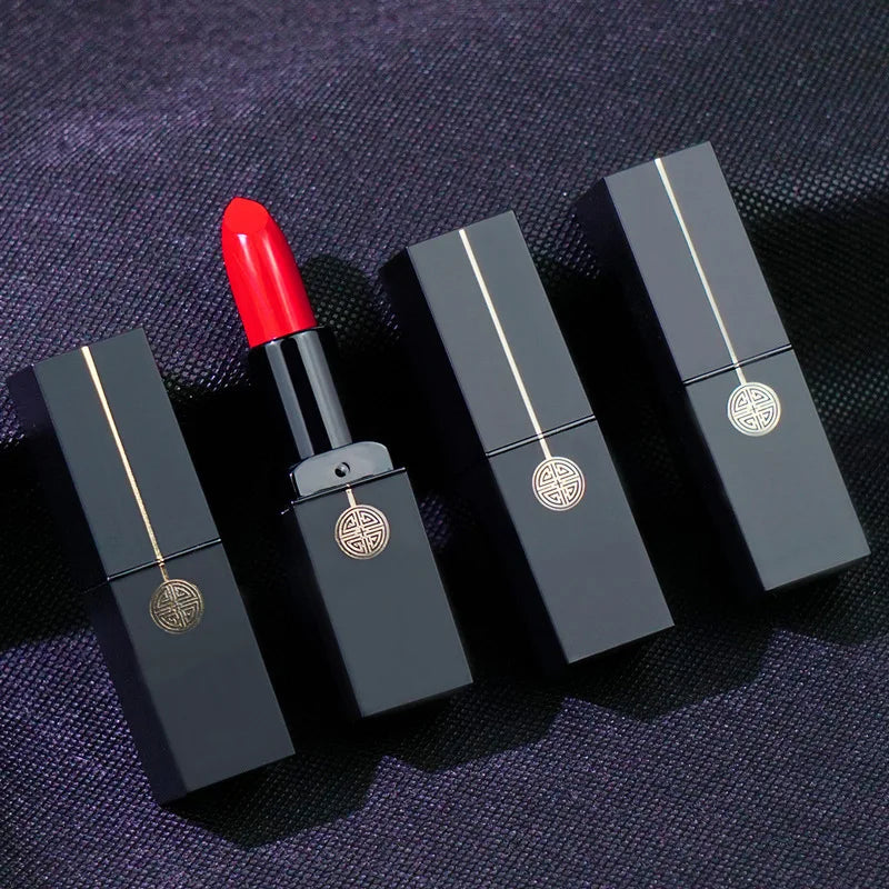 Dark Night Taboo Kiss Black Square Tube Lipstick Moisturizing Non-sticky Cup Milk Tea Color Lipstick Makeup