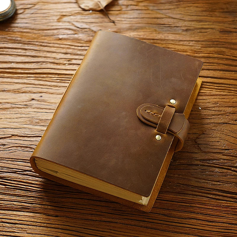 Custom Creative Vintage Travellers Genuine Leather Handmade Stamping Logo Notebook Covers Diary Journal Organizer/Planner