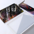 Early Riser DIY Rectangle Epoxi Resin Tray Coasters Silicone Mold With Handle Home Decor Storage Box Mouldings for Resin Crafts