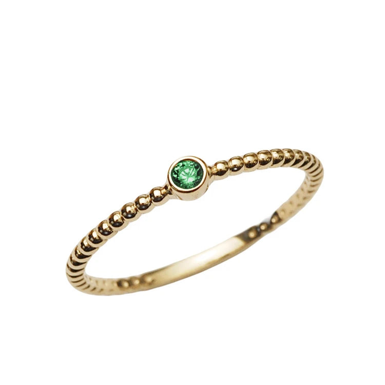 Simple Design Daily Fashion Rings Green Stone Silver 925 Ring Women Stone Ring
