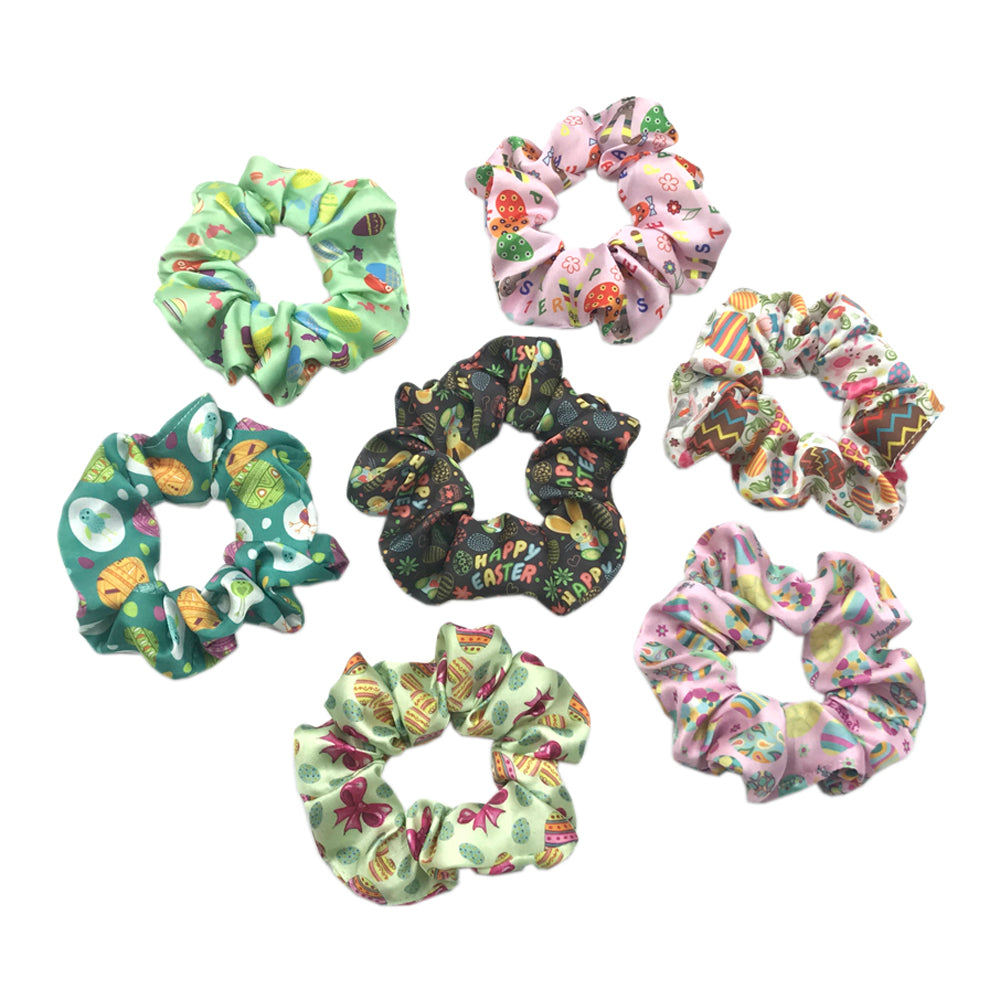 100pcs Easter Day Scrunchies Wholesale Easter Eggs Hair Scrunchies Girls Headwear Hair Band Ponytail Holder Hair Accessories