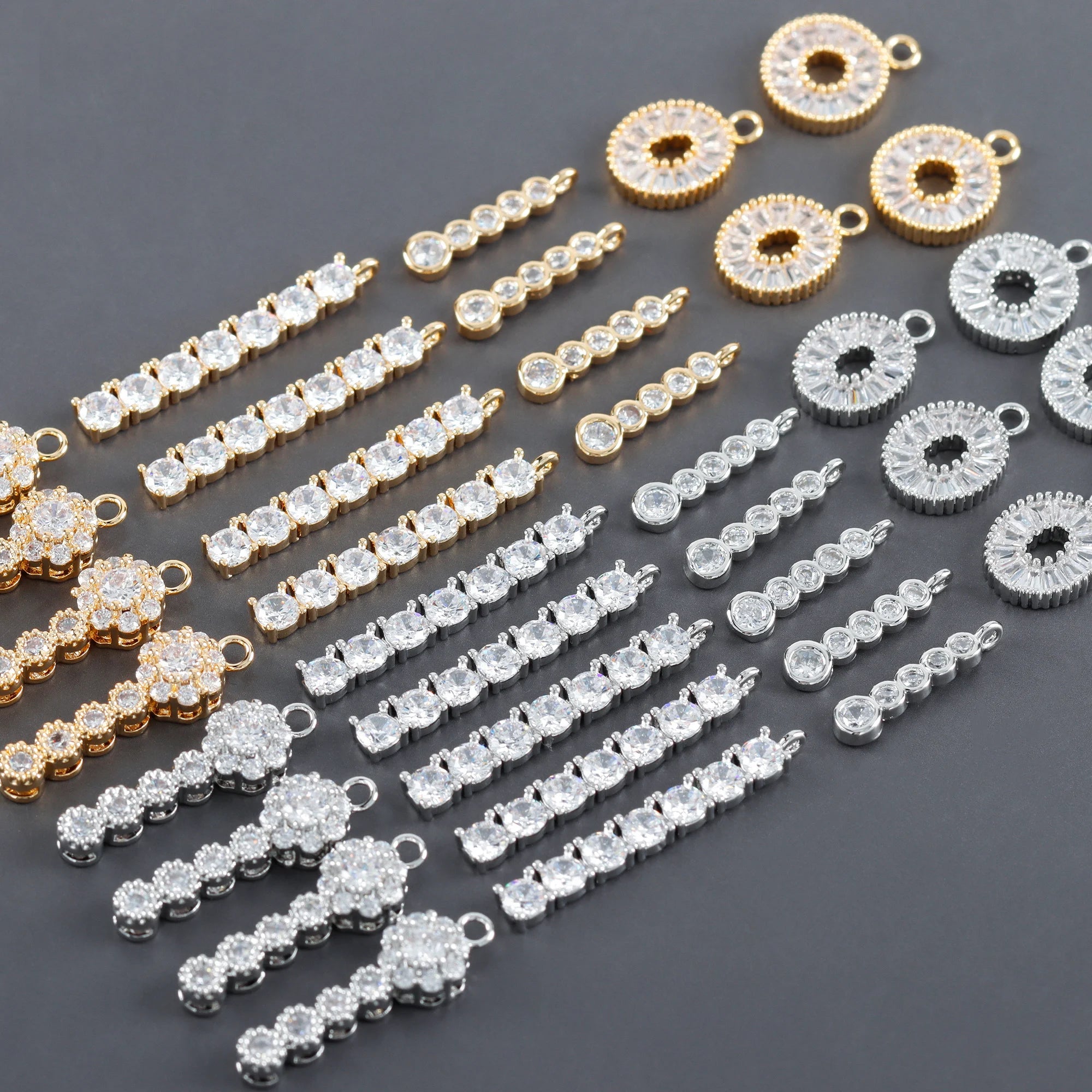 M1011 10pcs/Lot DIY Jewelry Making Findings 18k Gold Rhodium Plated Copper Zircons Nickel Free Accessories Pass REACH