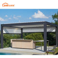 JHR Easily Assembled Motorized Opening Pergolas Pergola Aluminium Outdoor Canopy Gazebo Louvered Pergola with Side Sun Screen