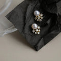 14K Gold Plating Pure 925 Sterling Silver Trendy Elegant Crystal Shell Pearl Beads Stud Earrings for Women Girls Jewelry