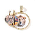 Custom Cheap Iced Out Hip Hop 35mm 45mm Brass Zircon Medallion Circle Cz Photo Picture Memory Pendants Necklace