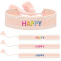 2023 Custom rainbow Happy Embroidered Inspire Name Knitted Friendship Bracelet