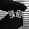 925 Sterling Silver Rhodium Plated 5x7mm Cubic Zirconia Stud Earrings