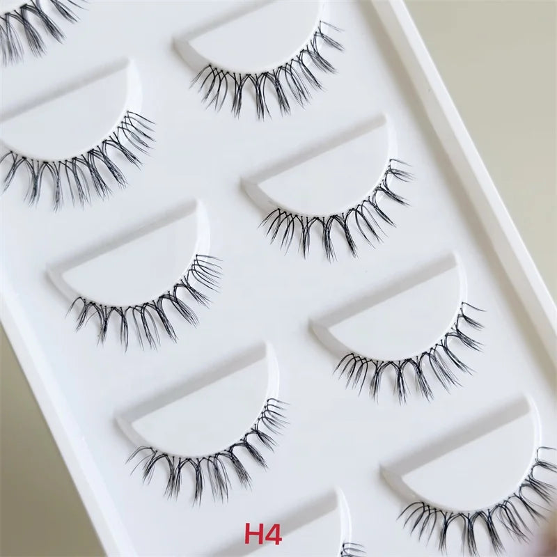 Qingdao Sunland Lashes Private Label Russian Strip Clear Band Dd for Superfine Band Faux Mink Half Reusable Cruelty-Free Lashes