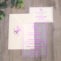 Custom 5x7 Inches Purple Foil Frosted Acrylic Card Luxury Design RSVP Wedding Invitations Envelopes Inspired Music Angel Styles
