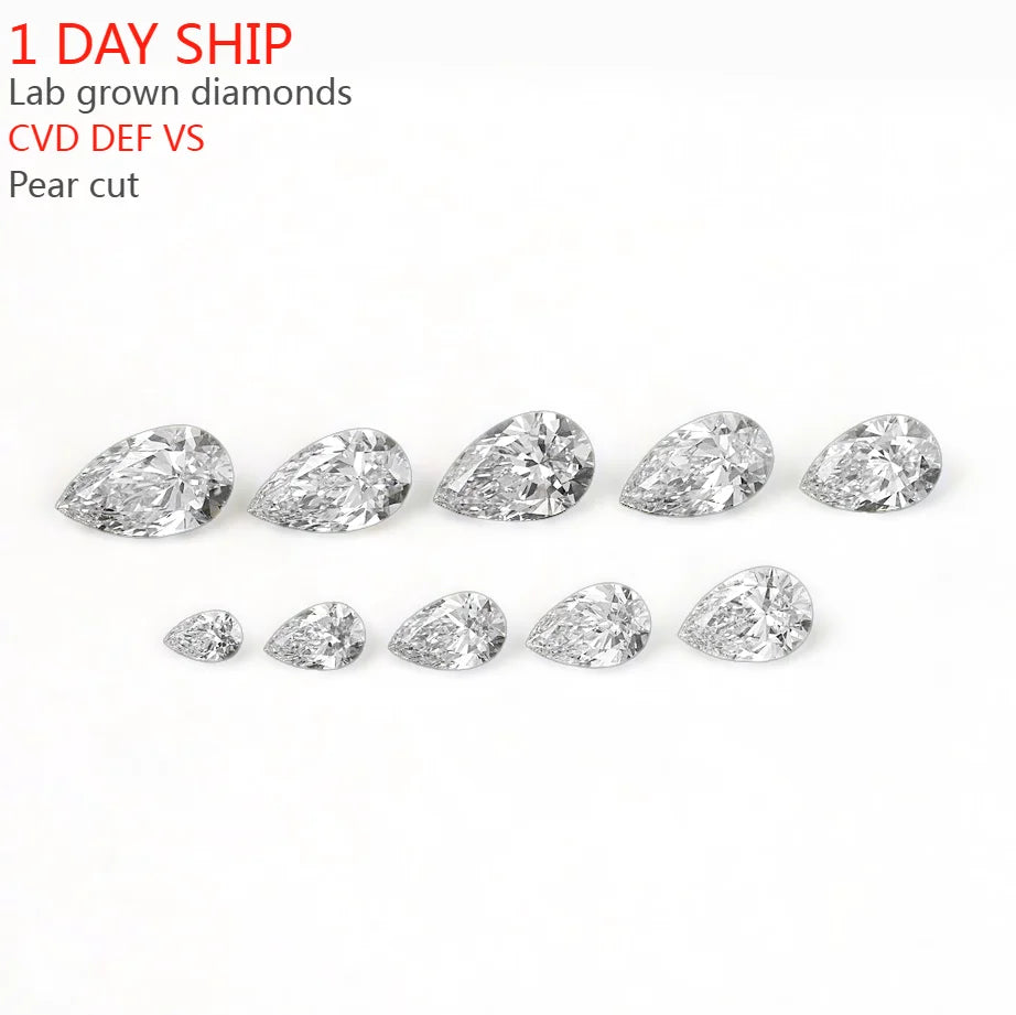 CVD Melee Size Pear Cut Lab Grown Diamonds Promotion Price Hpht Small Size Pear Shape Loose Lab Created Diamonds Jewelry Marking