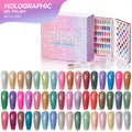 JTING Newest Arrival Holographic Laser Collection 48colors Nail Gel Polish Set Box Unique Free Color Book OEM Private Label