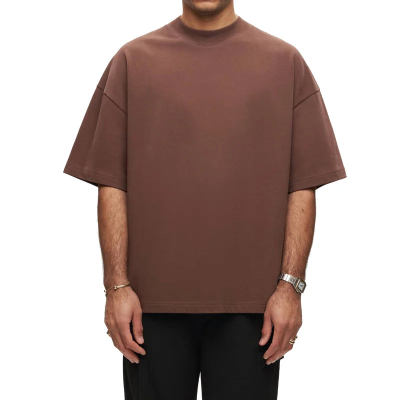 DTG Custom T Shirt Oversized Cropped Tshirt  300gsm 220 Grams Organic Cotton Boxed Drop Shoulder Luxury T-shirt