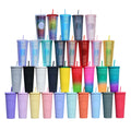 Customizable Logo 24oz 710ml Cold Cup Durian Grid Pineapple Plastic Diamond studded Coffee Shop Tumbler with Lid and Straw