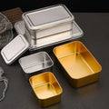 304 Stainless Steel Flat Bottom Rectangular Plate with Cover for Tiramisu Cake Baking Home Usage-Wedding Occasions