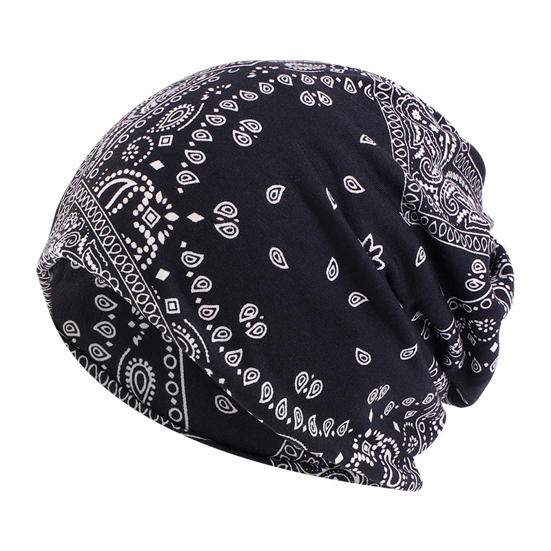 Wholesale Paisley Pattern Chemo Caps Custom Made Knit Beanie/ Custom Slouchy Baggy Beanie Hat