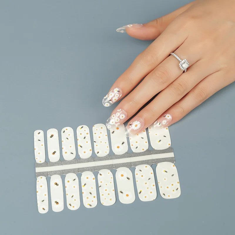 Latest Design Glitter Nail Wraps Full Cover Nail Polish Sticker Self-Adhesive Nail Art Decoration