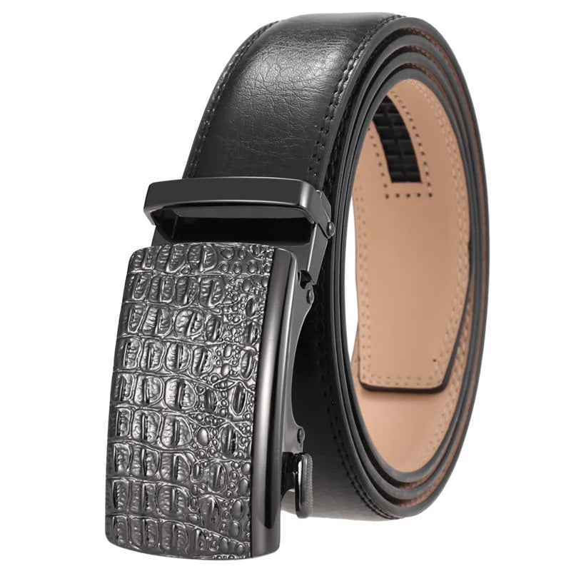 Men Automatic Buckle Belt Genuine Leather Belts for Men Ratchet Waistband Fashion OEM LQbelt Factory Custom LOGO