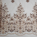 HY0687 New Design African Brown Lace Fabric With Beads and Peals Hand 3d Floral Net Lace Fabric