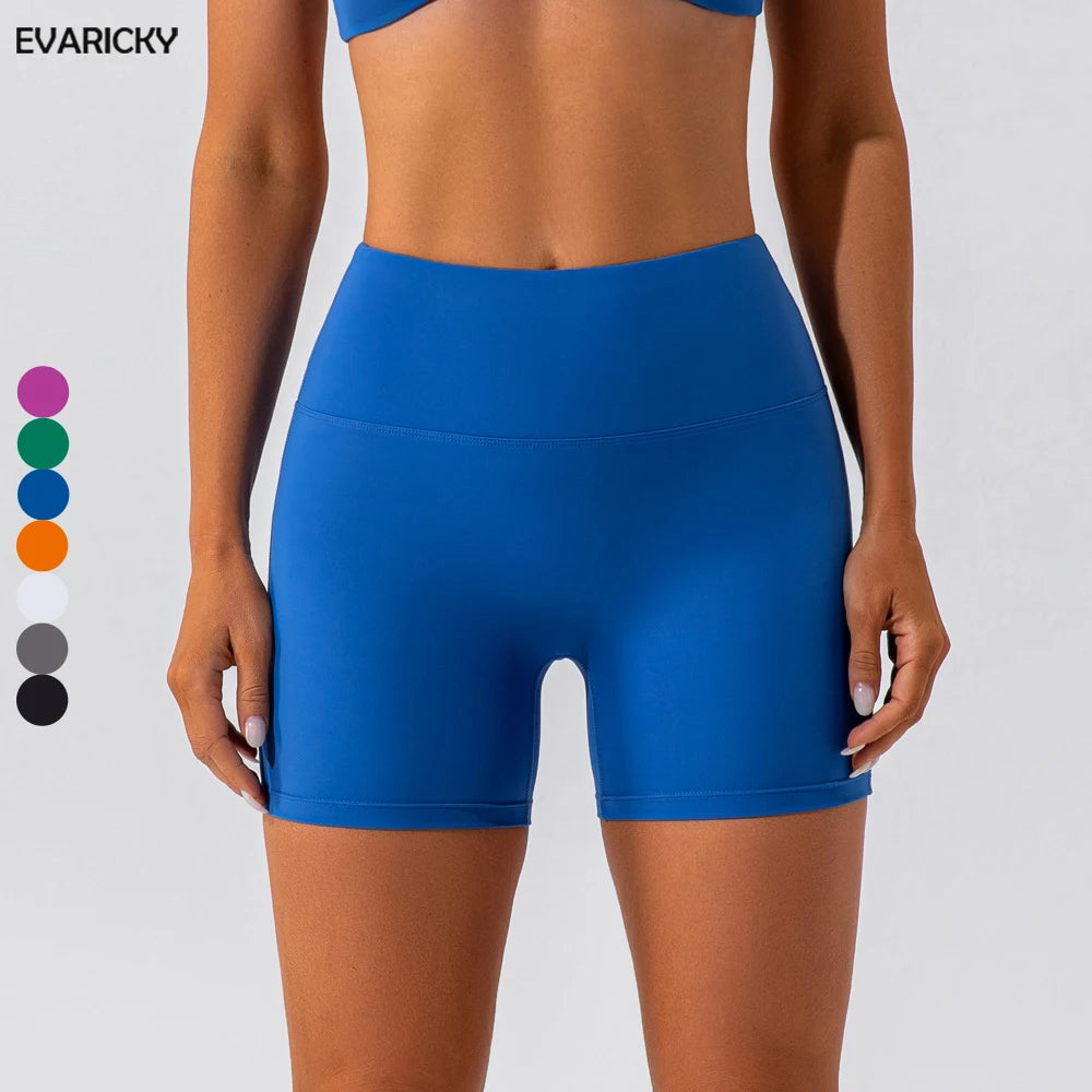 Women's Workout Compression Gym Shorts Solid Super Elastic High Waisted Running Sports Fitness Slim Breathable Quick Dry