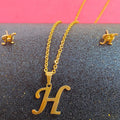 Wholesale Initial 'H' 18K Gold Plated Stainless Steel Jewelry Set for Women for Weddings & Parties