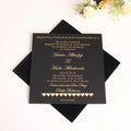 Hot Sale 6X6 Inches Square Black Acrylic Invitation Card With Gold Foil Monogram Logo Black Velvet Cover