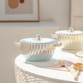 Factory Direct Sell 1000ml Large Capacity Binaural Pearl Ceramic Noodle Ramen Soup Bowl with Lid