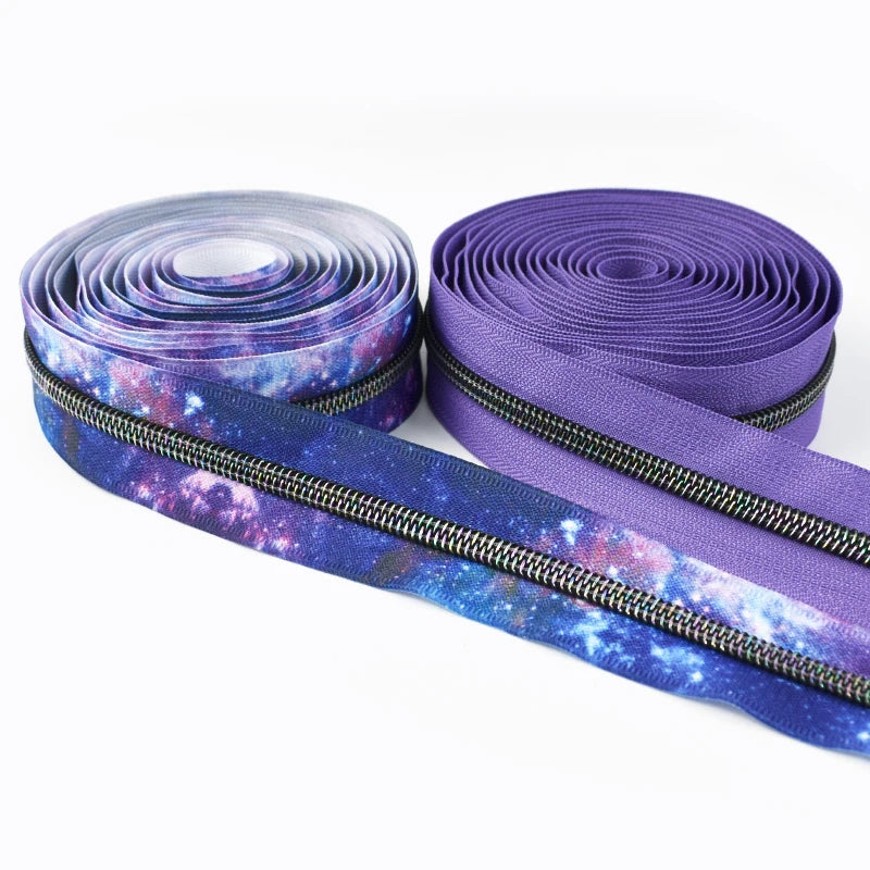 For Deepeel ZA901 5# Nylon Zipper Tape & Accessories Custom Rainbow Gun Teeth Star-shaped for Garment Bags Jackets