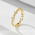 Fashion Jewelry 925 Sterling Silver Diamond Ring Rhombus Round Shaped Zircon Gold Plated Couple Rings Engagement Wedding Rings