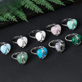 New Design Natural Colorful Heart Shaped Gemstone Fashion Rings for Women and Men New Jewelry with Unique Fingers