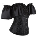 Women'S Bustier Flower Print Vintage Ruffle Lace up Boned Gothic Lingerie Waist Cincher Corset Tops