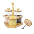 3 in 1 Spice and Herb Mills Adjustable Salt Pepper Grinder Rack Seasoning Set Rotating Seasoning Rack
