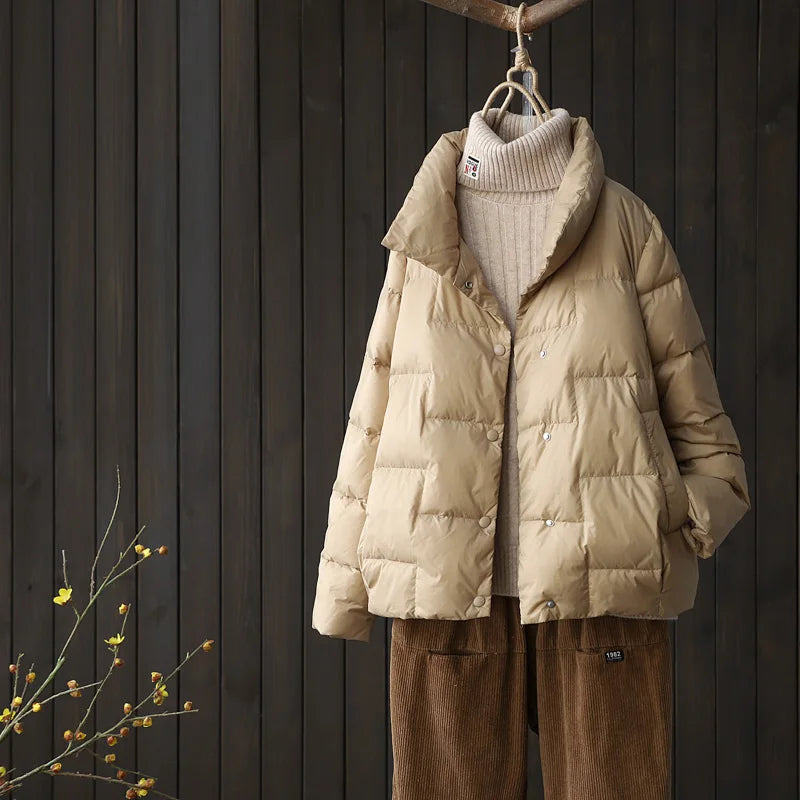 2021 Direct Sale New Women Loose Very-light Windproof Parkas Casual Outwear Female Short White Duck Down Jacket Coats