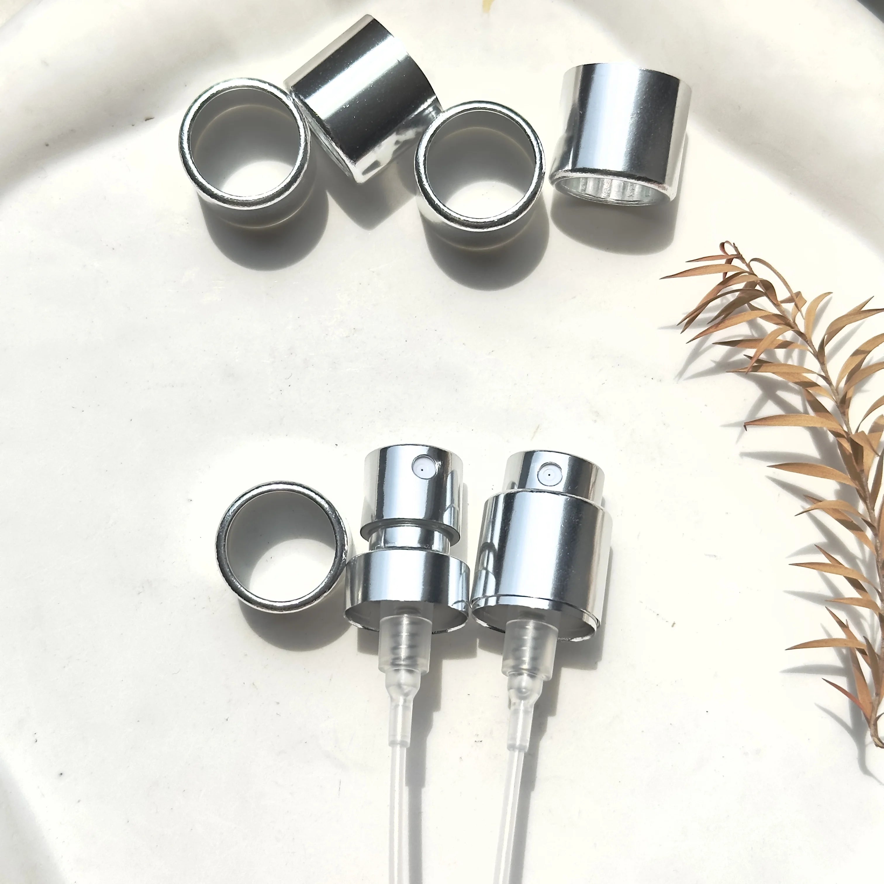 Aluminum FEA 15 Perfume Sprayer Cap Collar Crimp Reusable Aluminum Atomizer Fine Mist Sprayer
