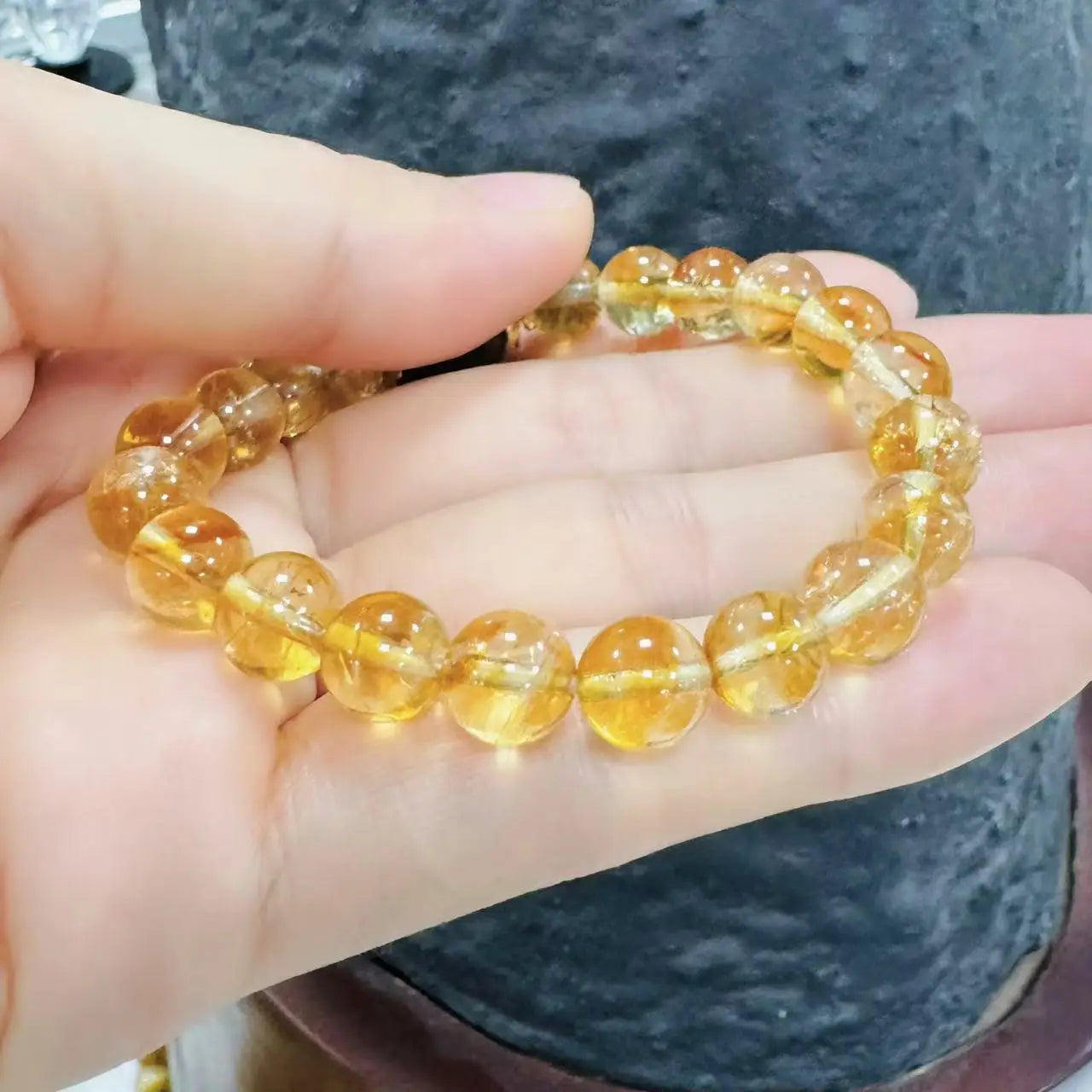 Wholesale Natural Crystal Citrine Bracelet 8MM High-Quality Round Bead Bracelets Single Loop Carvings for Woman Gifts