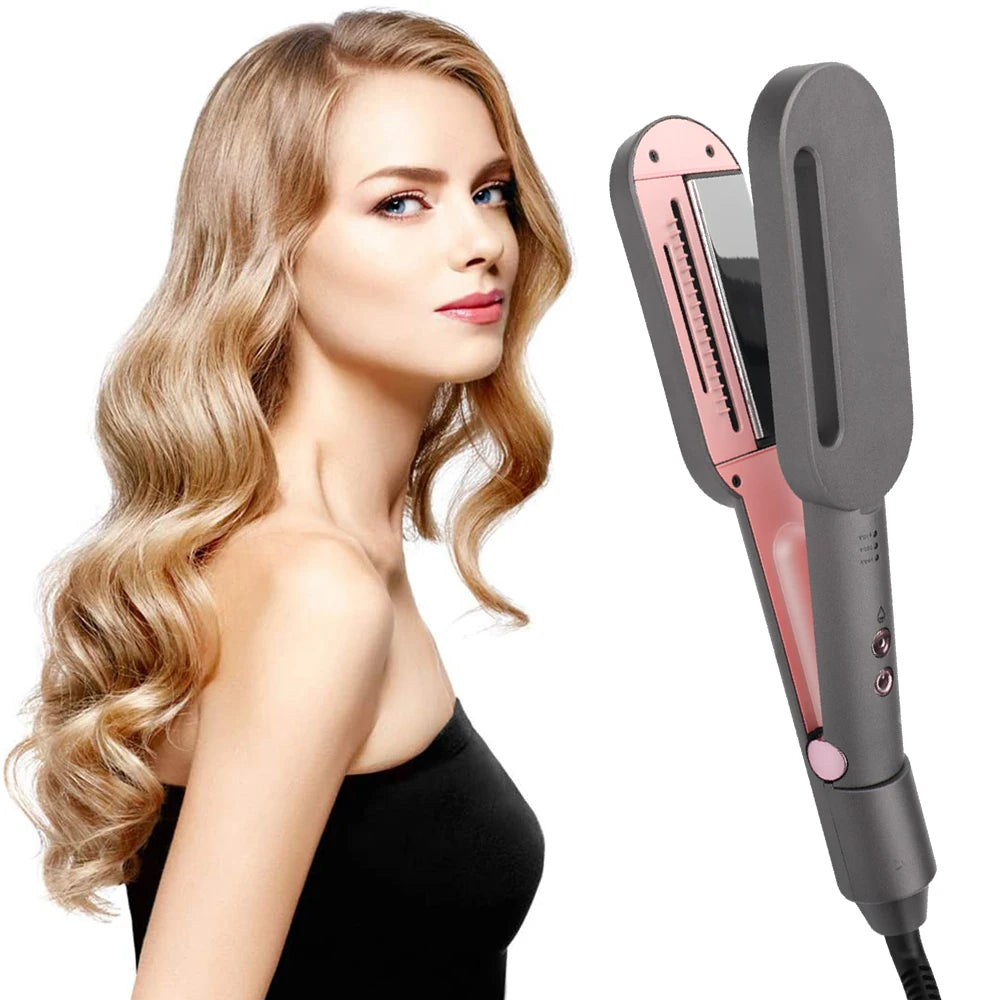 Mesky 2024 Lighting Women Nano Titanium Plate Ionic Flat Iron Hair Straightener and Curler 2 in 1