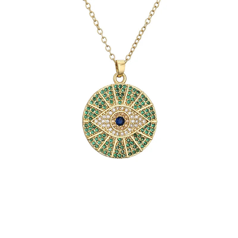 MIENTER Boho Devil's Eye Jewelry Women Fashion Gold Plated Chain Round Blue Eye Necklace
