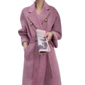Thick Double Sided Wool Coat Women Korean Fashion Double Breasted Cashmere Long Winter Jacket 2024