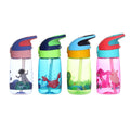 Kids 400ml BPA Free Plastic Water Bottle with Custom Logo Cartoon Design Direct Drinking Travel & School Use Straw Included