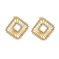 New Arrival Women's Square Hollow Stud Earrings Gold Plated Cubic Zircon Crystal Fashion Jewelry