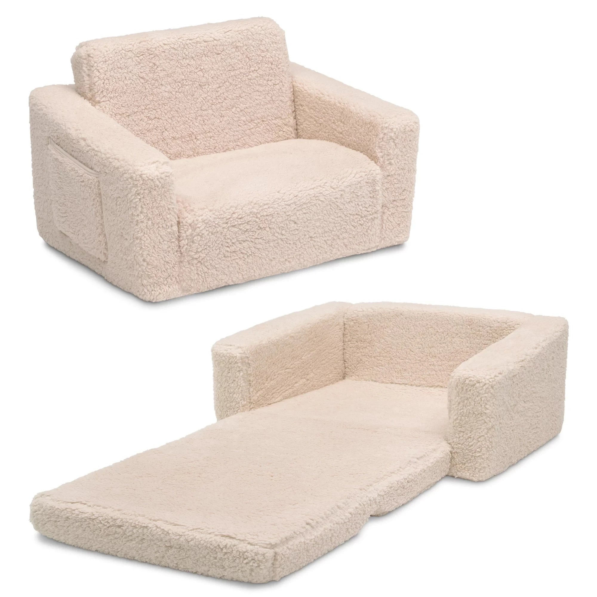 Kingworth 2 in 1 Soft Foldable Kids Room Sherpa Chair Bed Kid'S Plush Cushion & Sofa Kids' Sofas