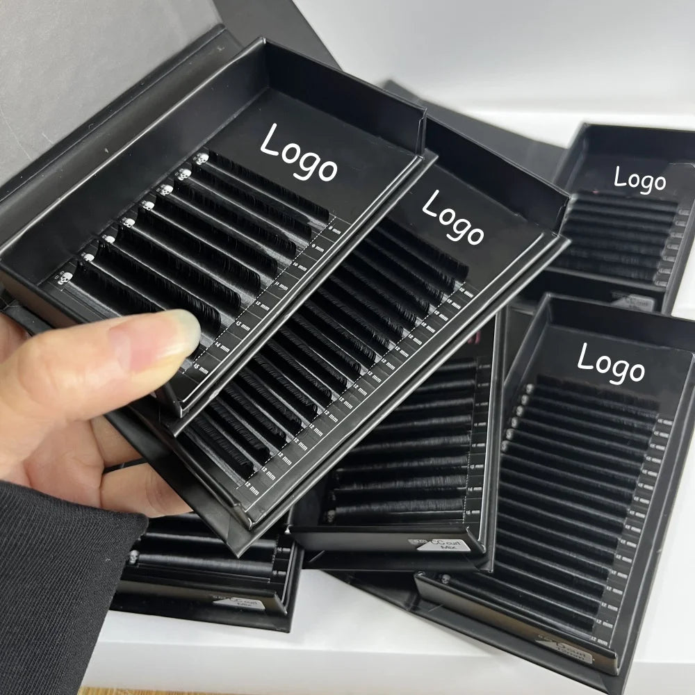 Soft Cashmere Eyelash Tray 0.03 05 07 15mm Dark Matte Black CC D Individual Volume Lash Extension Tray