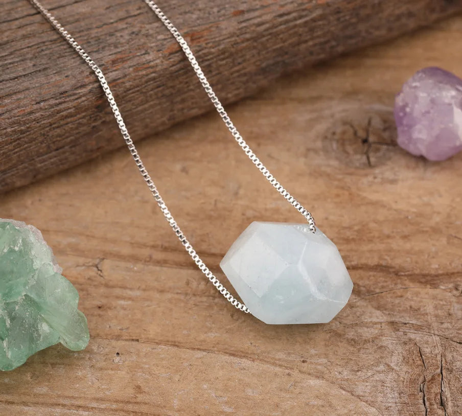 Healing Gemstone Selenite Energy Couple Necklace Spiritual Mineral Amethyst Feishui Dainty Necklace for Bride Valentine's Day