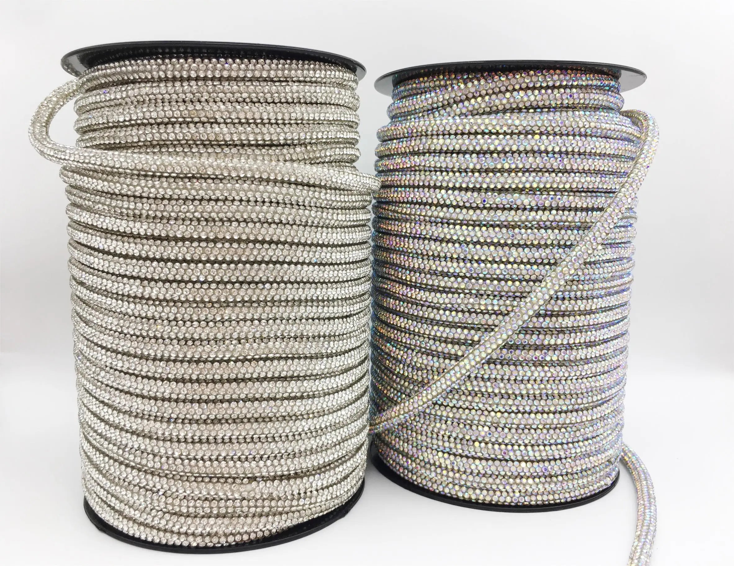 6mm 8-Row Round Rhinestone Rope for Garment Processing Rhinestone Trimmings Crystal Stone Ribbon