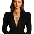 Charms Flower Leaf with Long Tassels Choker Necklace for Women Trendy Lady Multilayer Chain Necklace Fashion Jewelry Accessories