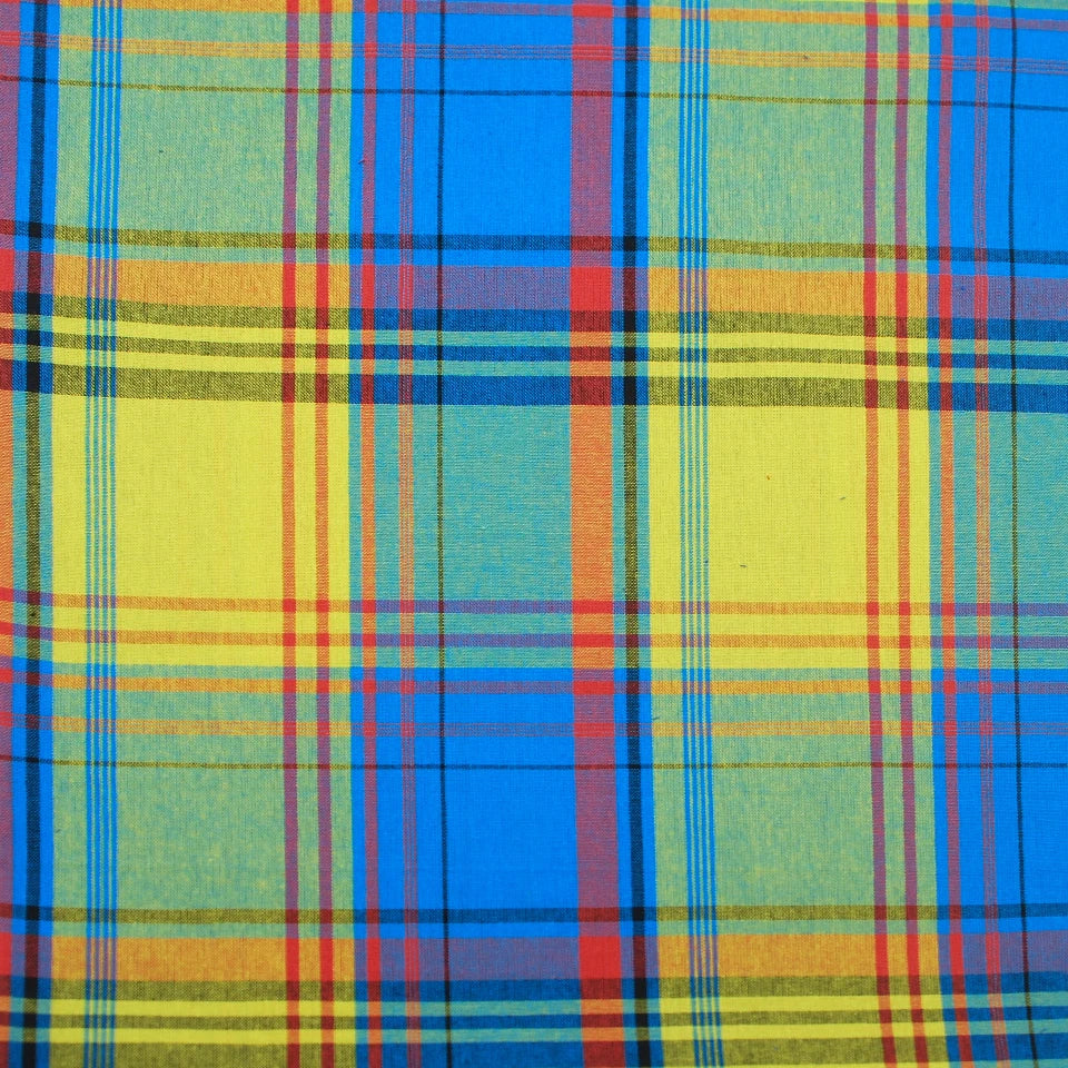 YD-2264 Good Quality ODM Accept 21s Warp Blue Plaid Check 100 Cotton Madras Fabric