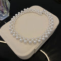 French Retro Elegant Personality Pearls Short Necklaces Popular Hand Woven Pearl Beaded Necklace for Lady Women MegaBDM