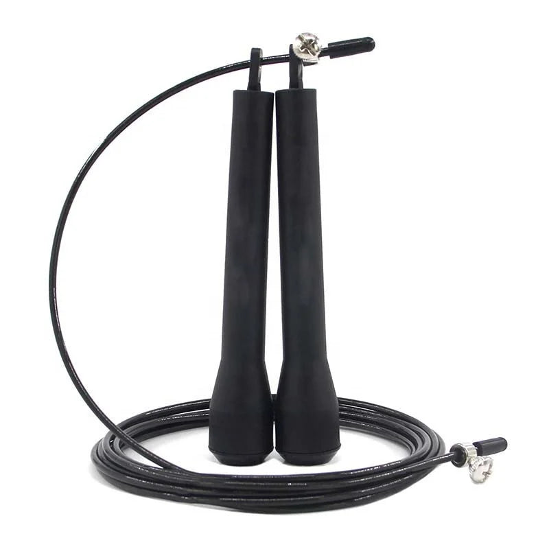 Fashion New Arrival Custom Logo Steel Wire Workout Exercise Fitness Equipment Gym Speed Black Soft Battle Skip Jump Rope