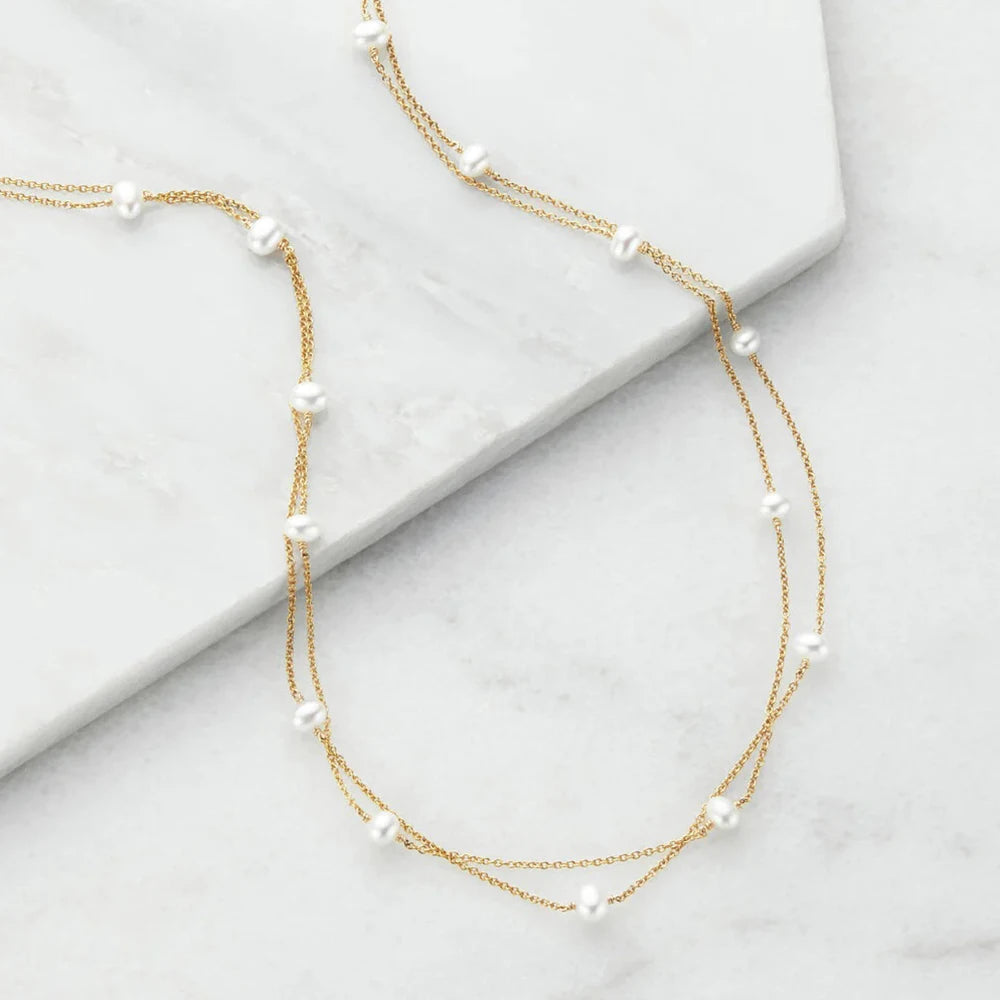 Multi Layer Pearl Necklace En Acier Inoxydable Bijoux Baroque Pearls Necklace Surgical Steel Jewelry Freshwater Pearl Drop Chain
