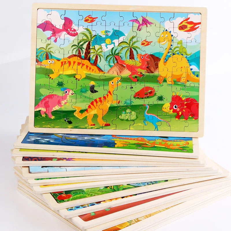 Hot Sale Wooden 3D Puzzle Jigsaw Toys  for Children DIY Cartoon Puzzles Game Intellectual Toy for Kids Adults 3d Wooden Puzzle