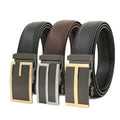 LQbelt Men Leather Belt Automatic Buckle Belts for Men Ratchet Belts Custom Logo OEM Factory Direct Sale